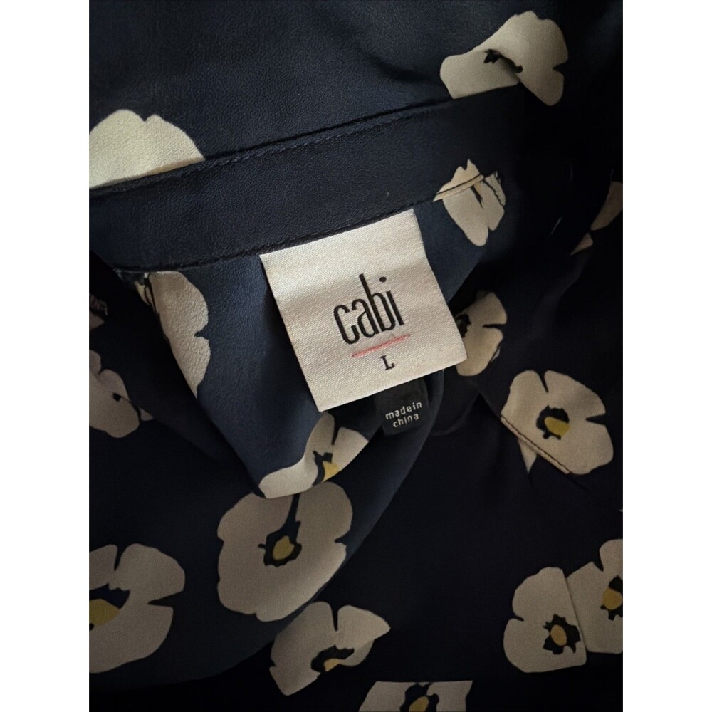 Cabi Go To Blouse Top Button Up All Over Daisy Floral Print Blue Women's L #5705 - Picture 4 of 5